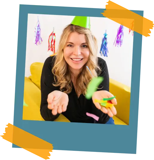 female with party hat